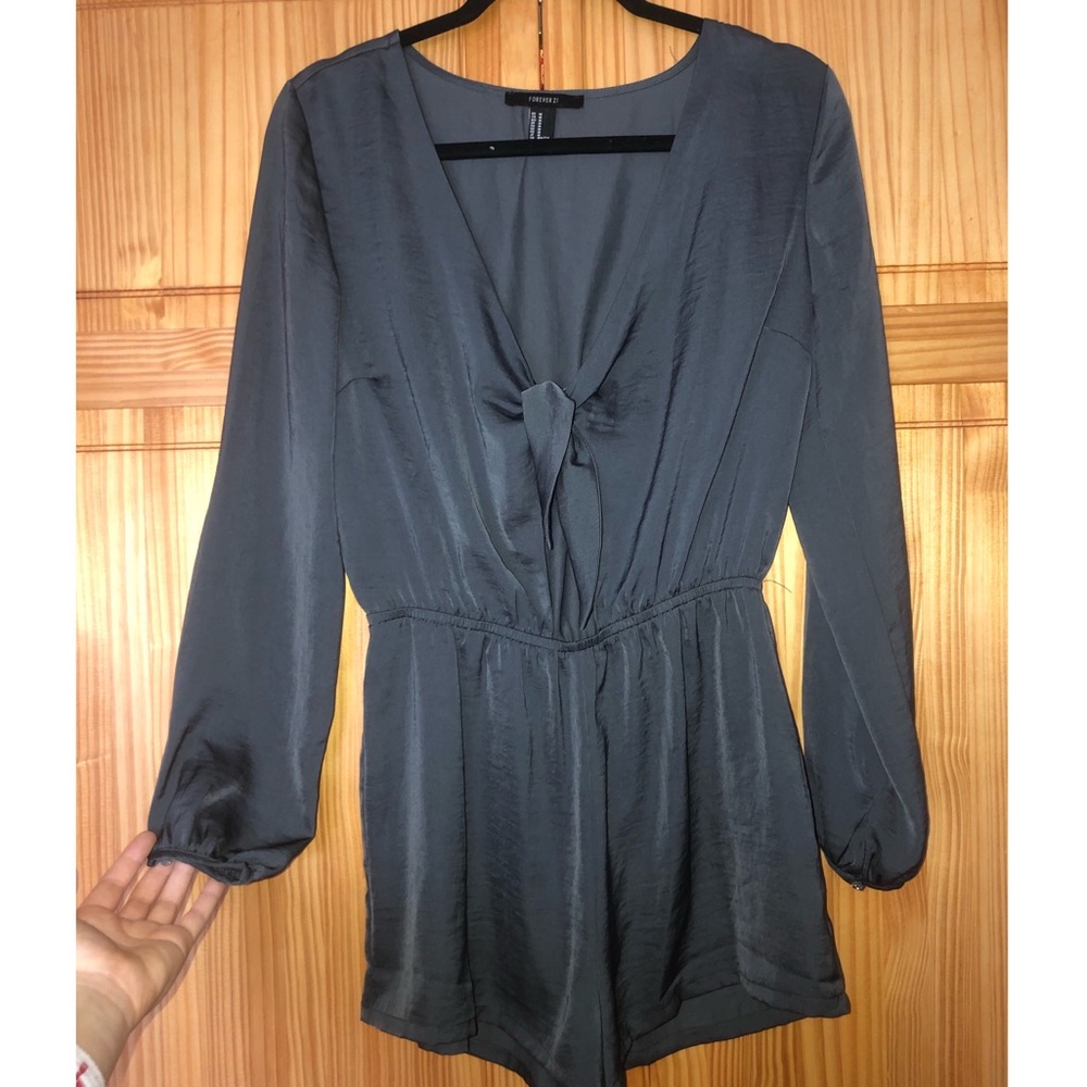 Forever 21 dark gray satin romper